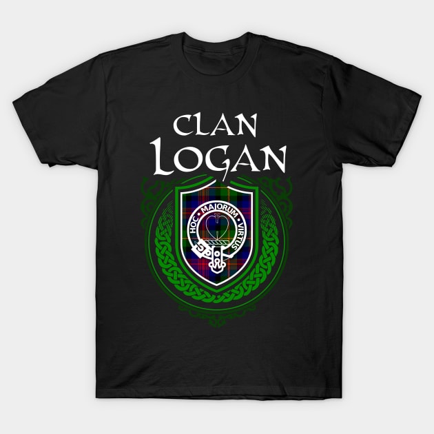 Clan Logan Surname Scottish Clan Tartan Crest Badge T-Shirt by Celtic Folk